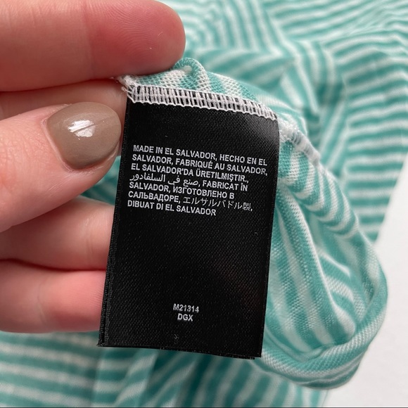 BeBe Green and White Striped Strapless Shirt - Picture 5 of 10